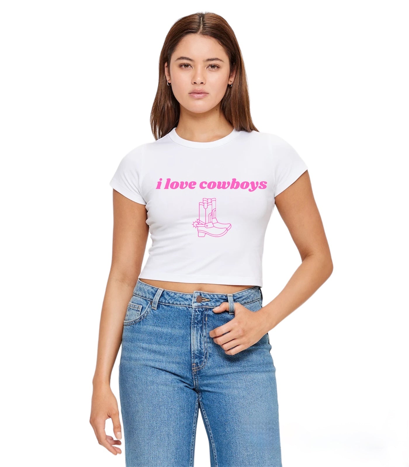 I LOVE COWBOYS cropped tee