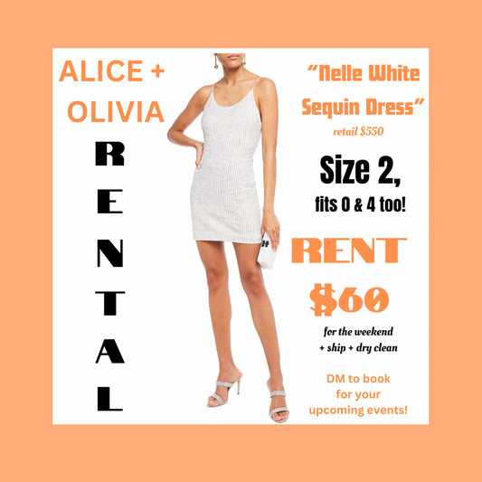RENTAL - ALICE + OLIVIA WHITE SEQUIN MINI DRESS